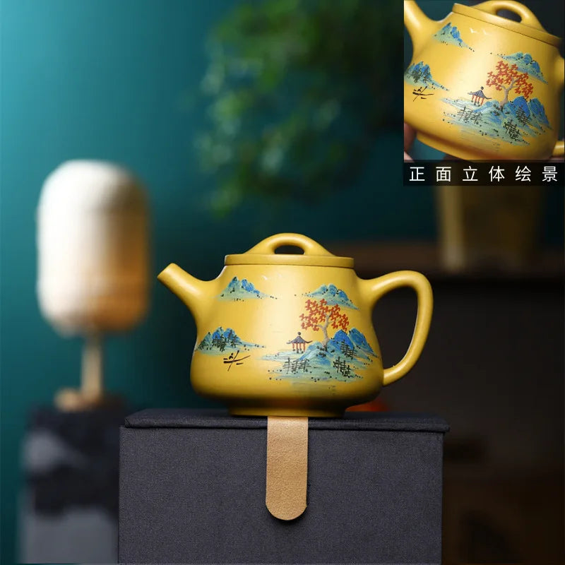 260cc Yixing Pure Handmade Purple Sand Pot High Stone Scoop Purple Sand Pot Golden Section Mud Purple Sand Teapot Tea Set