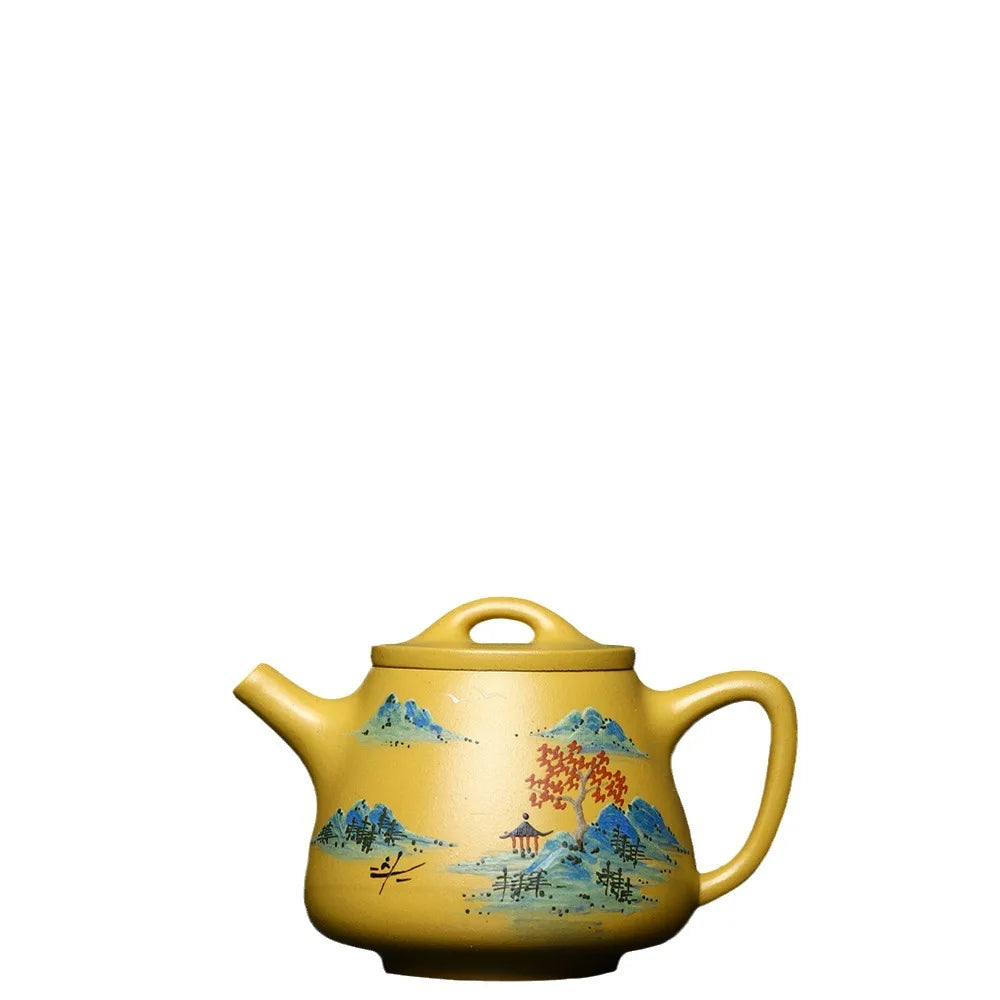 260cc Yixing Pure Handmade Purple Sand Pot High Stone Scoop Purple Sand Pot Golden Section Mud Purple Sand Teapot Tea Set