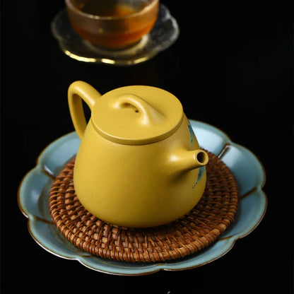 260cc Yixing Pure Handmade Purple Sand Pot High Stone Scoop Purple Sand Pot Golden Section Mud Purple Sand Teapot Tea Set