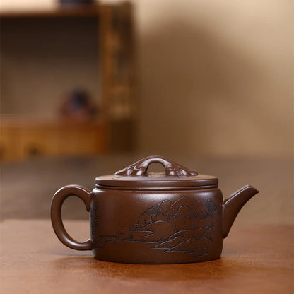 260cc Yixing Purple Clay Stone Scoop Teapot Master Handmade Kettle Customized Tea Infuser Chinese Zisha Tea Set