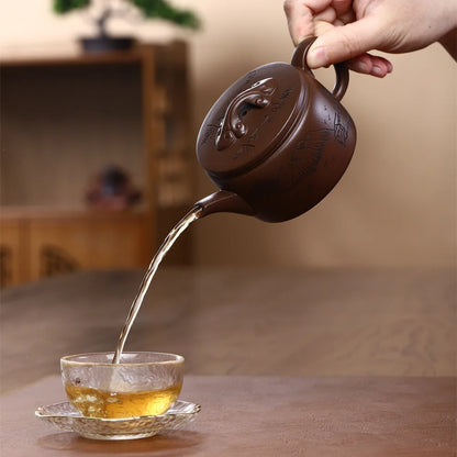 260cc Yixing Purple Clay Stone Scoop Teapot Master Handmade Kettle Customized Tea Infuser Chinese Zisha Tea Set