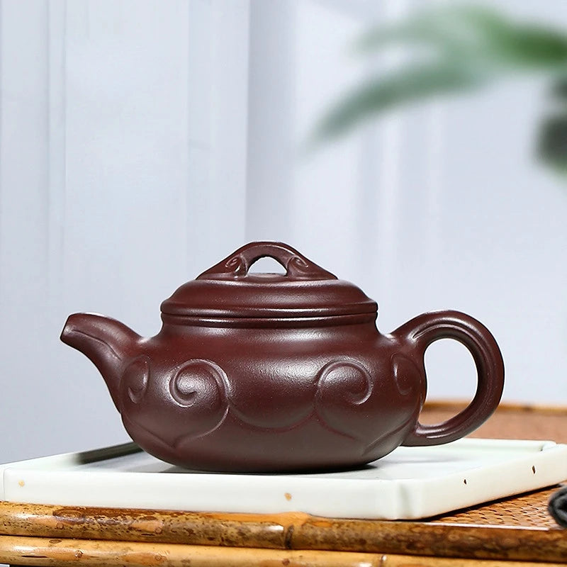 260cc Yixing Purple Clay Teapot Authentic Handmade Famous Tea Set Raw Ore Purple Sand Antique Ruyi Home Collection Purple Clay