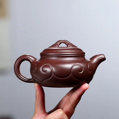 260cc Yixing Purple Clay Teapot Authentic Handmade Famous Tea Set Raw Ore Purple Sand Antique Ruyi Home Collection Purple Clay