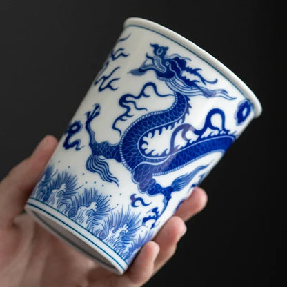 260ml Chinese Retro Style Blue and white dragon and phoenix pattern Ceramic Teacup Porcelain Coffee cup Ceramic cups