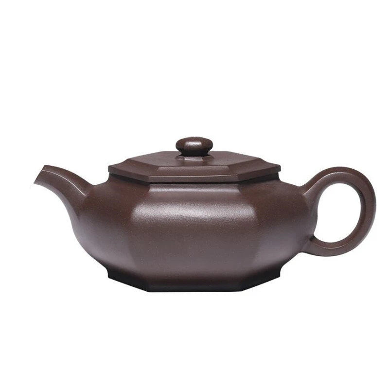 260ml Chinese Yixing Purple Clay Teapot Famous Handmade Hexagonal Shape Tea Pot Raw Ore Purple Mud Kettle High-end Zisha Tea Set