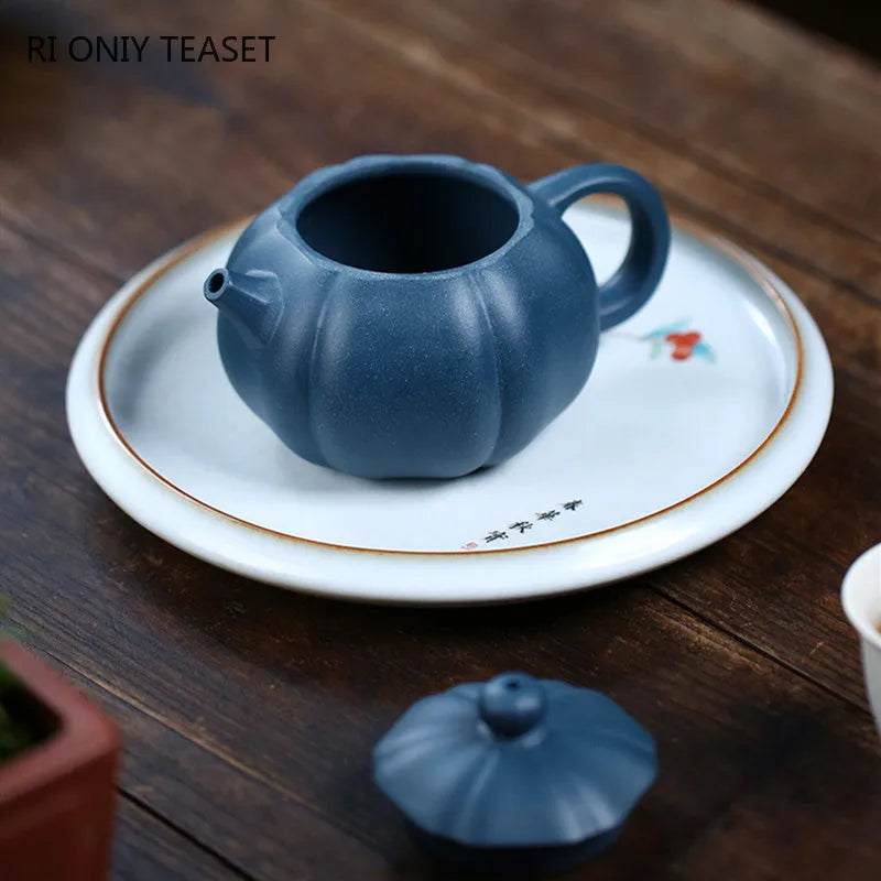 260ml Chinese Yixing Purple Clay Teapots Beauty Kettle Famous Handmade Xishi Tea Pot Raw Ore Azure Mud Zisha Tea Set Teaware