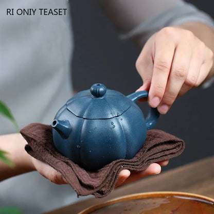 260ml Chinese Yixing Purple Clay Teapots Beauty Kettle Famous Handmade Xishi Tea Pot Raw Ore Azure Mud Zisha Tea Set Teaware