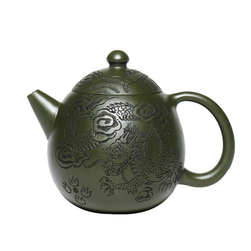 260ml Chinese Yixing Purple Clay Teapots Famous Artists Handmade Dragon Egg Tea Pot Raw Ore Green Mud Kettle Zisha Tea Set Gifts