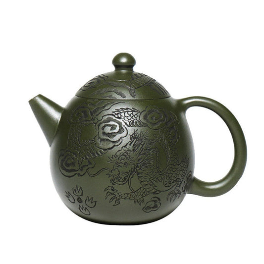 260ml Chinese Yixing Purple Clay Teapots Famous Artists Handmade Dragon Egg Tea Pot Raw Ore Green Mud Kettle Zisha Tea Set Gifts