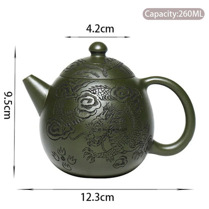 260ml Chinese Yixing Purple Clay Teapots Famous Artists Handmade Dragon Egg Tea Pot Raw Ore Green Mud Kettle Zisha Tea Set Gifts