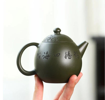 260ml Chinese Yixing Purple Clay Teapots Famous Artists Handmade Dragon Egg Tea Pot Raw Ore Green Mud Kettle Zisha Tea Set Gifts