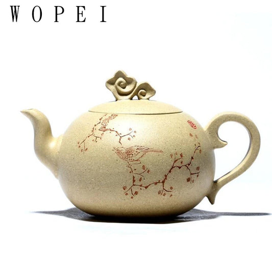 260ml Chinese Yixing Purple Clay Teapots Hand Painted Flowers and Birds Pattern Xishi Tea Pot Beauty Kettle Master Zisha Tea Set