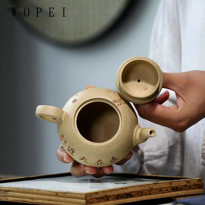 260ml Chinese Yixing Purple Clay Teapots Hand Painted Flowers and Birds Pattern Xishi Tea Pot Beauty Kettle Master Zisha Tea Set
