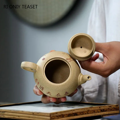 260ml Chinese Yixing Purple Clay Teapots Hand Painted Flowers and Birds Pattern Xishi Tea Pot Beauty Kettle Master Zisha Tea Set