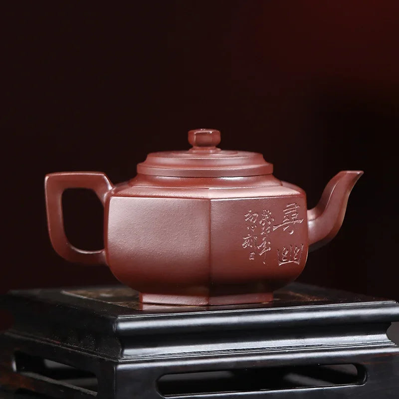 260ml Chinese Yixing Purple Clay Teapots Household Beauty Kettle Famous Handmade Hexagonal Shape Tea Pot Raw Ore Zisha Tea Set