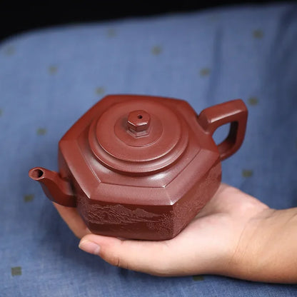 260ml Chinese Yixing Purple Clay Teapots Household Beauty Kettle Famous Handmade Hexagonal Shape Tea Pot Raw Ore Zisha Tea Set