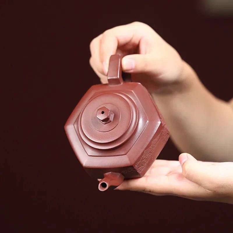 260ml Chinese Yixing Purple Clay Teapots Household Beauty Kettle Famous Handmade Hexagonal Shape Tea Pot Raw Ore Zisha Tea Set