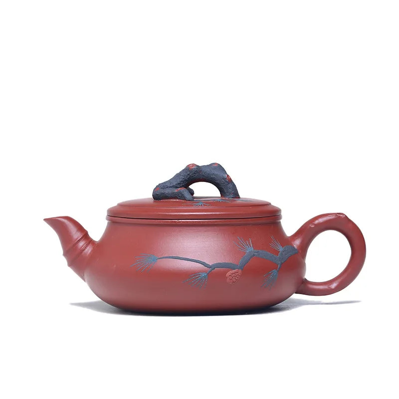 260ml Hand Engraving Plum Tea Kettle Chinese Yixing Purple Clay Tea Pot Raw Ore Dahongpao Beauty Teapot Authentic Zisha Tea Set