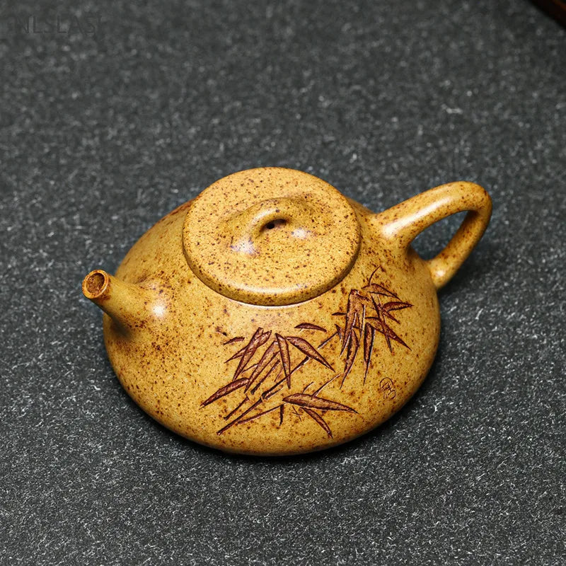 260ml Hand-carved Yixing Purple Clay Teapot Section Mud Stone Scoop Tea Infuser Custom Zisha Tea Set Chinese Tea Accessories