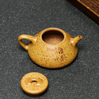 260ml Hand-carved Yixing Purple Clay Teapot Section Mud Stone Scoop Tea Infuser Custom Zisha Tea Set Chinese Tea Accessories