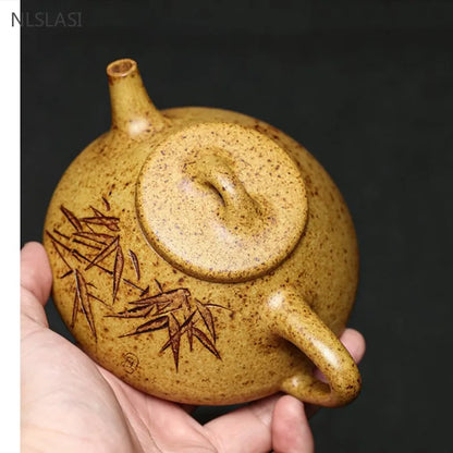 260ml Hand-carved Yixing Purple Clay Teapot Section Mud Stone Scoop Tea Infuser Custom Zisha Tea Set Chinese Tea Accessories