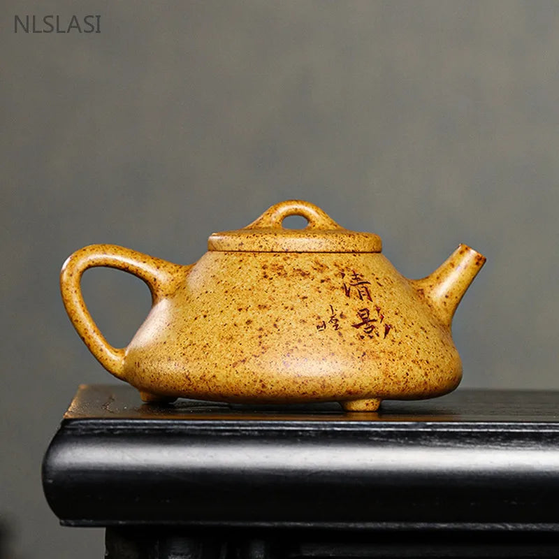 260ml Hand-carved Yixing Purple Clay Teapot Section Mud Stone Scoop Tea Infuser Custom Zisha Tea Set Chinese Tea Accessories