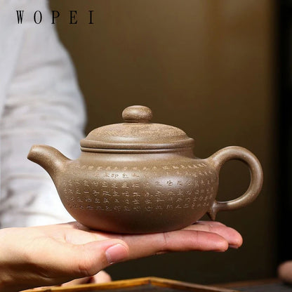 260ml Yixing Famous Purple Clay Teapots Hand-carved Antique Tea Pot Raw Ore Beauty Kettle Chinese Zisha Tea Set Customized Gifts