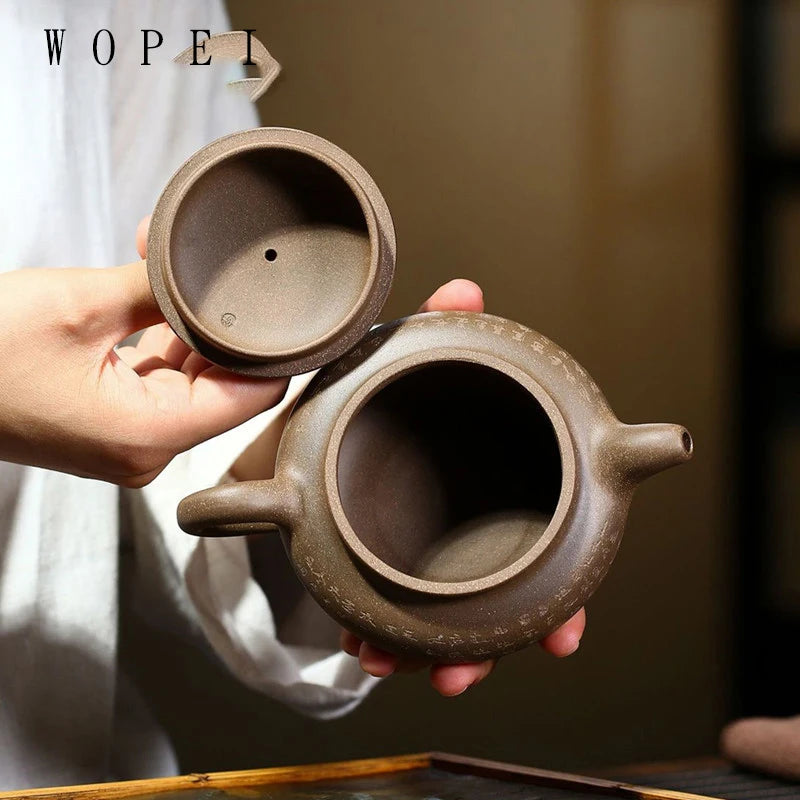 260ml Yixing Famous Purple Clay Teapots Hand-carved Antique Tea Pot Raw Ore Beauty Kettle Chinese Zisha Tea Set Customized Gifts