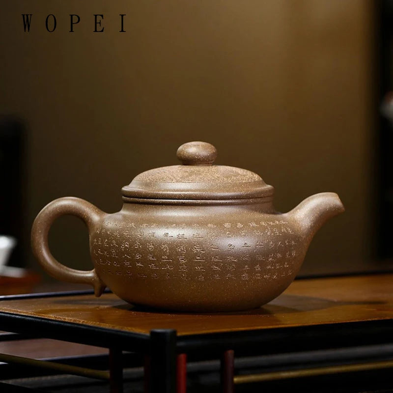 260ml Yixing Famous Purple Clay Teapots Hand-carved Antique Tea Pot Raw Ore Beauty Kettle Chinese Zisha Tea Set Customized Gifts