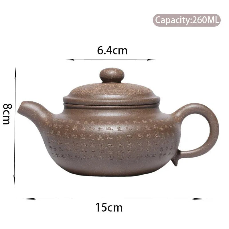 260ml Yixing Famous Purple Clay Teapots Hand-carved Antique Tea Pot Raw Ore Beauty Kettle Chinese Zisha Tea Set Customized Gifts