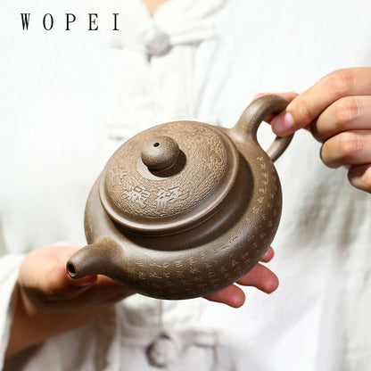 260ml Yixing Famous Purple Clay Teapots Hand-carved Antique Tea Pot Raw Ore Beauty Kettle Chinese Zisha Tea Set Customized Gifts