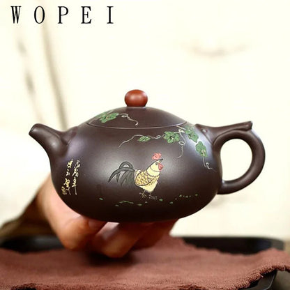260ml Yixing Handmade Purple Clay Teapot Famous Hand Painted Tea Pot Raw Ore Purple Mud Beauty Kettle Chinese Zisha Tea Set