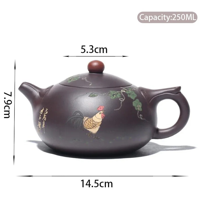 260ml Yixing Handmade Purple Clay Teapot Famous Hand Painted Tea Pot Raw Ore Purple Mud Beauty Kettle Chinese Zisha Tea Set