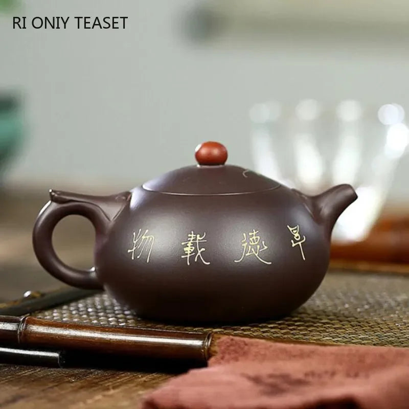 260ml Yixing Handmade Purple Clay Teapot Famous Hand Painted Tea Pot Raw Ore Purple Mud Beauty Kettle Chinese Zisha Tea Set