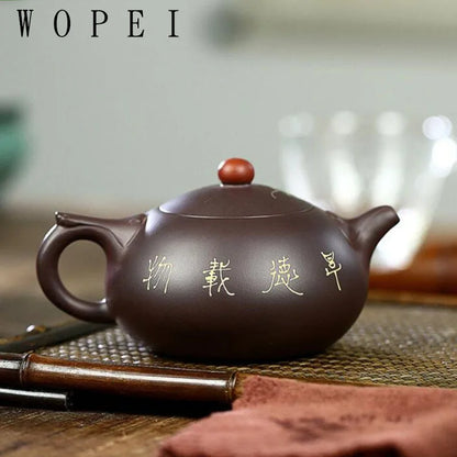 260ml Yixing Handmade Purple Clay Teapot Famous Hand Painted Tea Pot Raw Ore Purple Mud Beauty Kettle Chinese Zisha Tea Set
