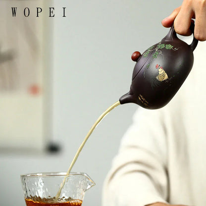 260ml Yixing Handmade Purple Clay Teapot Famous Hand Painted Tea Pot Raw Ore Purple Mud Beauty Kettle Chinese Zisha Tea Set