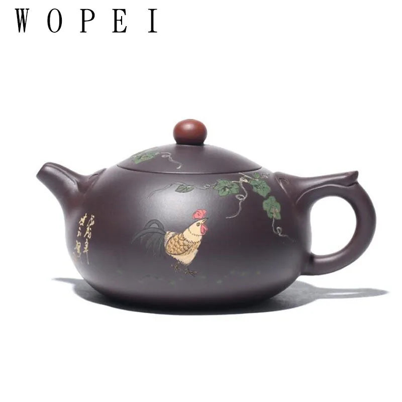 260ml Yixing Handmade Purple Clay Teapot Famous Hand Painted Tea Pot Raw Ore Purple Mud Beauty Kettle Chinese Zisha Tea Set