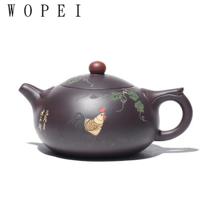 260ml Yixing Handmade Purple Clay Teapot Famous Hand Painted Tea Pot Raw Ore Purple Mud Beauty Kettle Chinese Zisha Tea Set