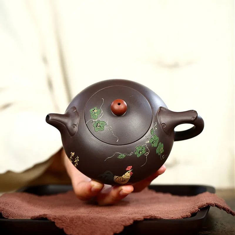 260ml Yixing Handmade Purple Clay Teapot Famous Hand Painted Tea Pot Raw Ore Purple Mud Beauty Kettle Chinese Zisha Tea Set