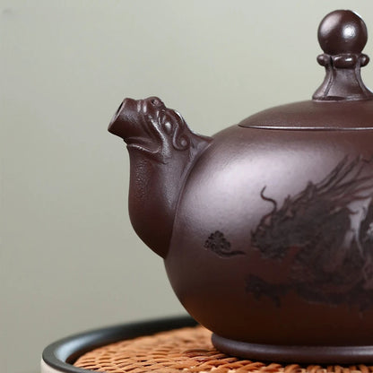 260ml Yixing Purple Clay Tea Pot Hand-painted Dragon Pattern Beauty Teapot Chinese Zisha Tea Set Custom Tradition Filter Kettle