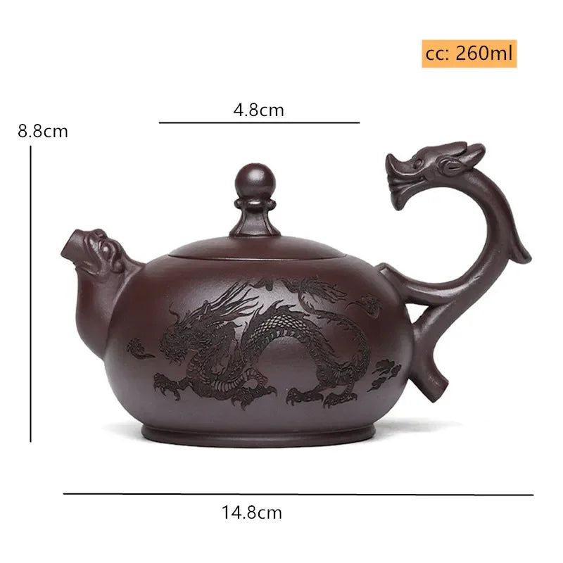 260ml Yixing Purple Clay Tea Pot Hand-painted Dragon Pattern Beauty Teapot Chinese Zisha Tea Set Custom Tradition Filter Kettle