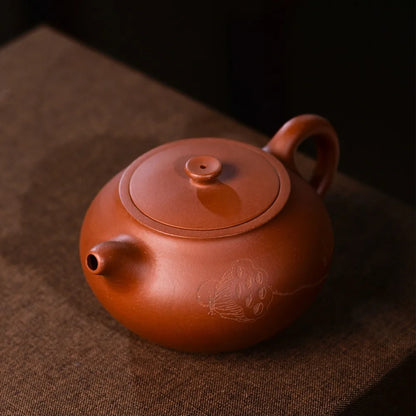 260ml Yixing Purple Clay Teapot Master Handmade Bead Round Teapot Black Tea Dahongpao Kung Fu Teapot Tea Set Gift Set