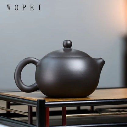 260ml Yixing Purple Clay Teapot Master Handmade Flower Pattern Xishi Tea Pot Raw Ore Black Mud Kettle Chinese Zisha Tea Set Gift