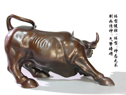 26CM Large # Good luck-- 2023 HOME Company business decorative Stock market bull Wall Street bull bronze statue Mascot