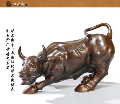 26CM Large # Good luck-- 2023 HOME Company business decorative Stock market bull Wall Street bull bronze statue Mascot