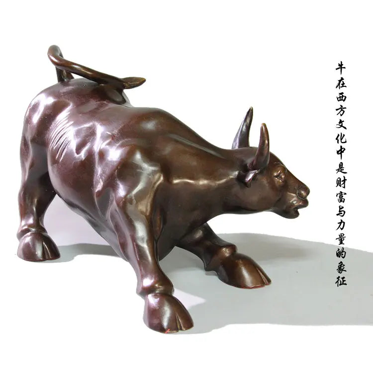 26CM Large # Good luck-- 2023 HOME Company business decorative Stock market bull Wall Street bull bronze statue Mascot