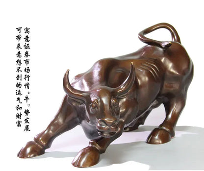 26CM Large # Good luck-- 2023 HOME Company business decorative Stock market bull Wall Street bull bronze statue Mascot