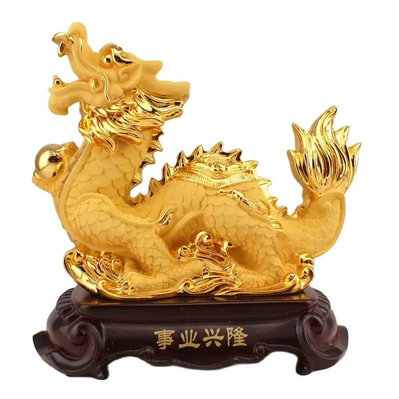 26CM Town house lucky dragon ornaments living room home decoration company opening gift resin Zodiac Feng Shui mascot wholesale