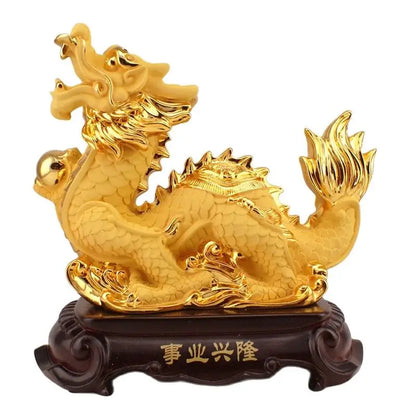 26CM Town house lucky dragon ornaments living room home decoration company opening gift resin Zodiac Feng Shui mascot wholesale
