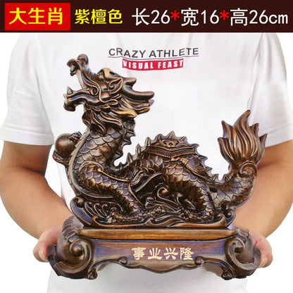 26CM Town house lucky dragon ornaments living room home decoration company opening gift resin Zodiac Feng Shui mascot wholesale
